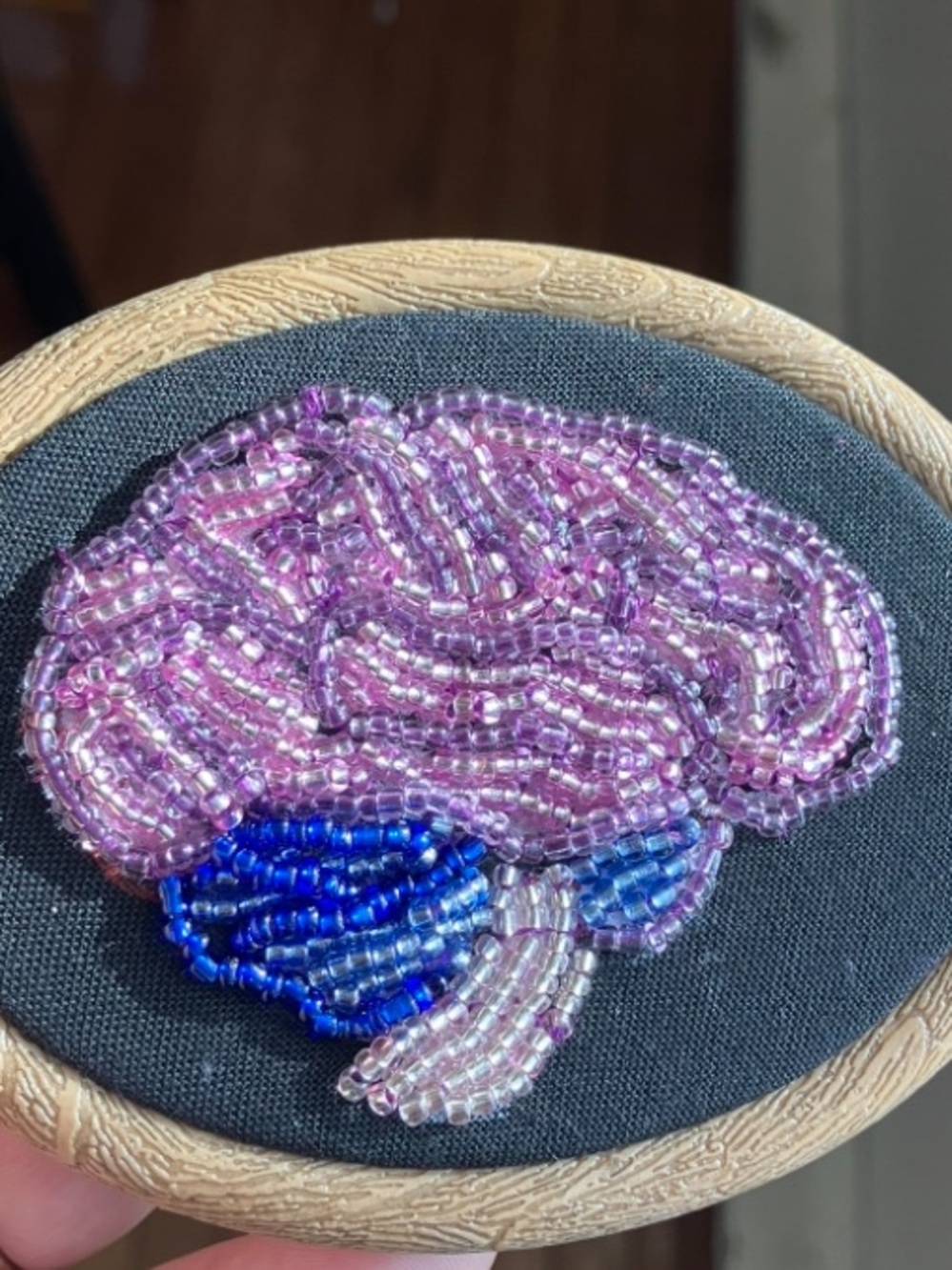 Glass Glitter Beaded Brain Embroidery Wall Art Handmade